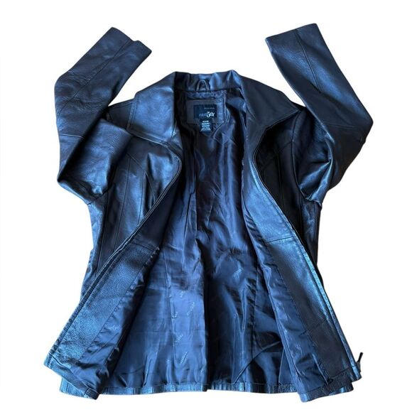 East 5th Leather Jacket Full Zip Womens Medium Petite Chocolate Brown - Picture 4 of 10